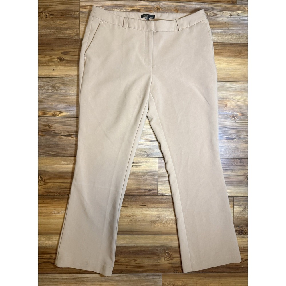 Dalia Collection Dress Pants Women Size 12 Beige Straight Leg Career Office